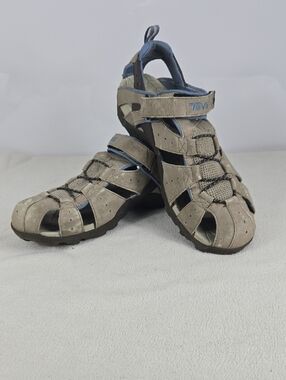 Teva Closed-Toe Sandals in Taupe and Blue